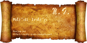 Módi Irén névjegykártya